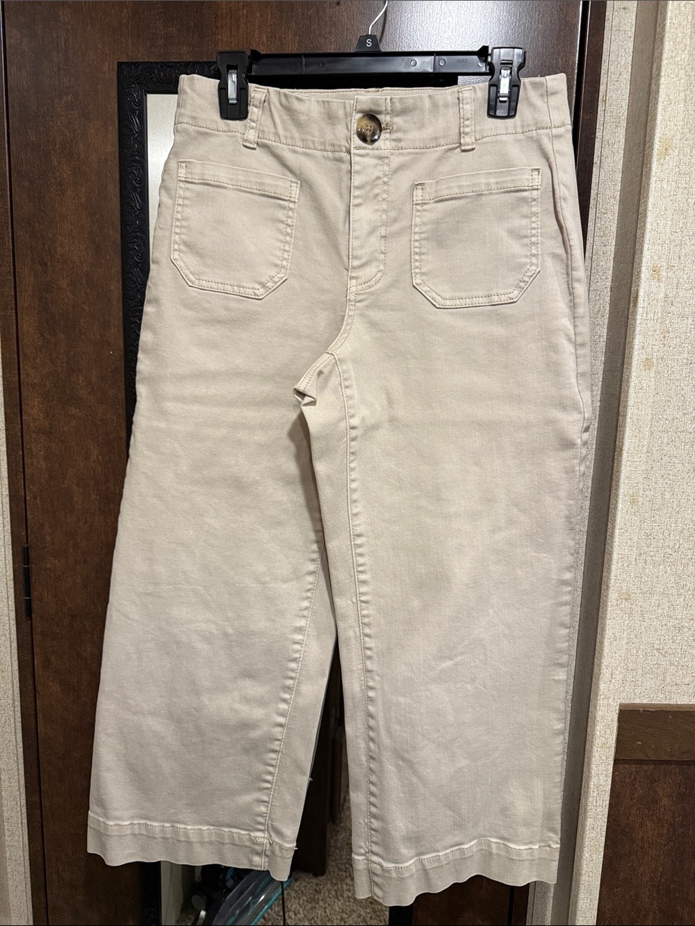 Nature by Westbound Women’s Beige Wide Leg Crop Pants Size 6 Stretch Casual - Picture 1 of 6